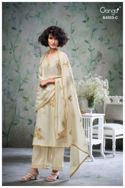 Ganga fivya 4503 dress material wholesalers for boutiques
